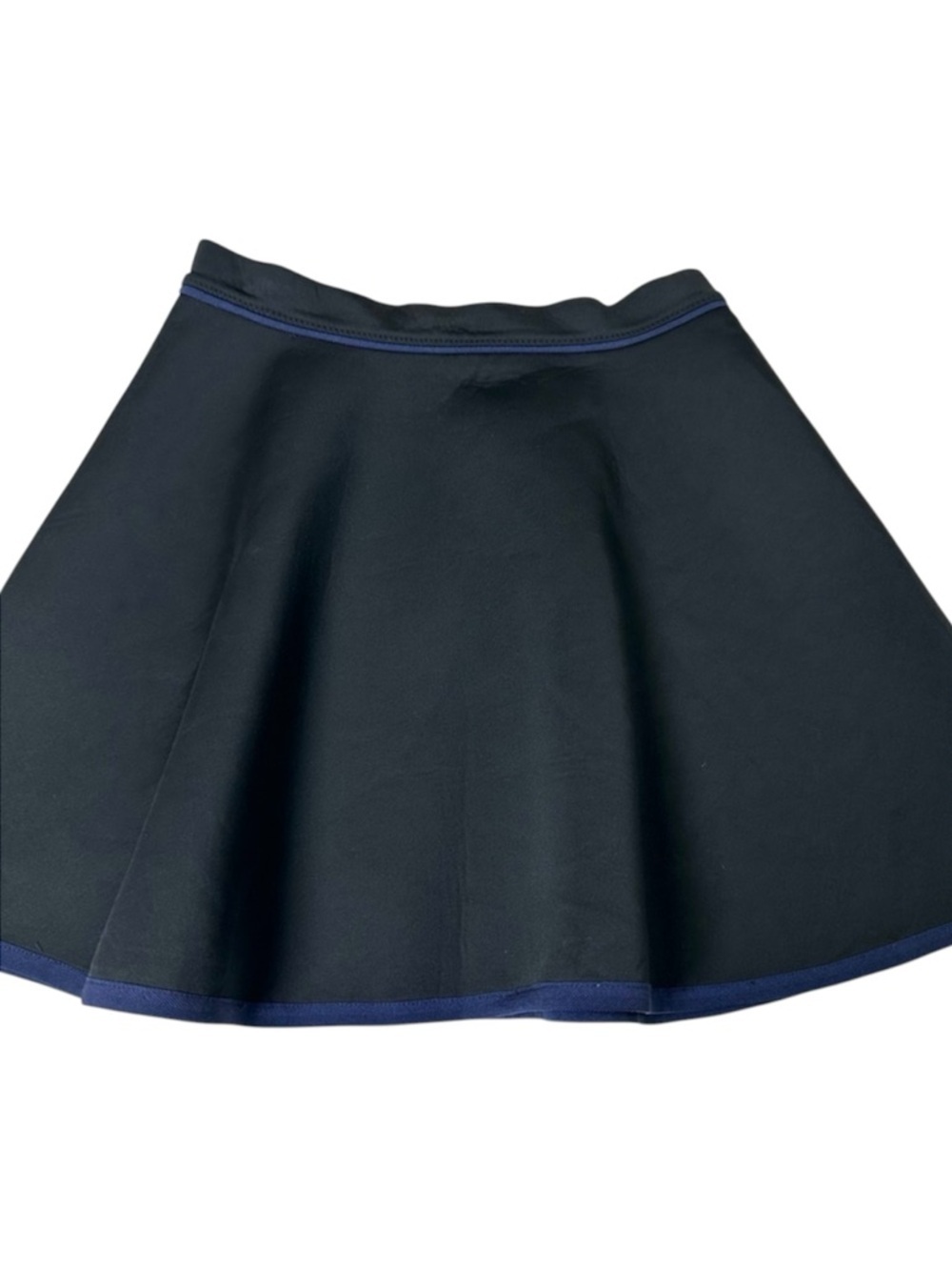 Sandro Paris Career Luxury Classic Fit Black Mini Skirt with Navy Accents